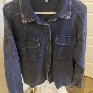Time and Tru Dark Blue Corduroy Jean Jacket